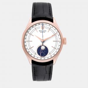 Rolex Cellini Moonphase White Dial Rose Gold Men's Watch 39 mm