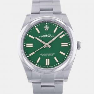 Rolex Green Stainless Steel Oyster Perpetual 124300 Automatic Men's Wristwatch 41 mm