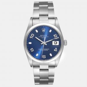 Rolex Date Blue Dial Oyster Bracelet Steel Men's Watch 15200 34 mm