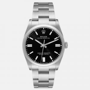 Rolex Oyster Perpetual Black Dial Steel Men's Watch 36.0 mm