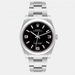 Rolex Oyster Perpetual Pink Baton Black Dial Steel Men's Watch  36.0 mm