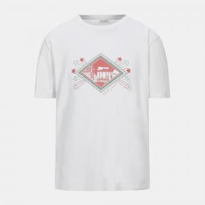 Saint Laurent White Distressed & Printed Cotton Knit T-Shirt S