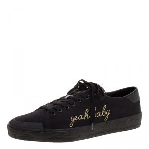 Saint Laurent Paris Black Signature Court Classic Yeah Baby Low Top Sneakers Size 41.5