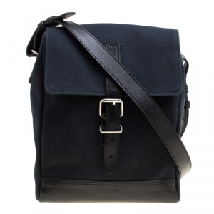 Saint Laurent Black Canvas Hunting Crossbody Bag