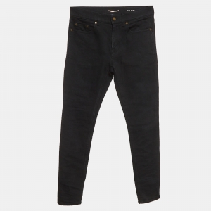Pre Owned Saint Laurent Paris Black Denim Skinny Jeans S/Waist 30"