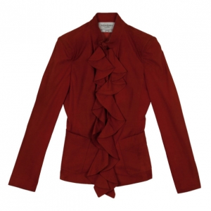 Saint Laurent Paris Silk Suede Ruffle Jacket M