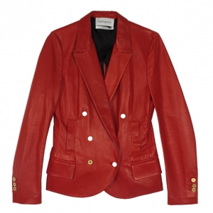 Yves Saint Laurent Red Leather Blazer Jacket M