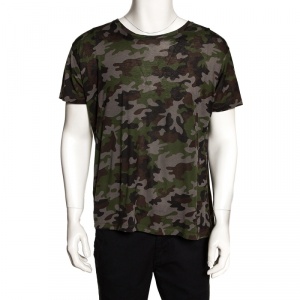 Saint Laurent Green Jersey Camouflage Print T Shirt L 