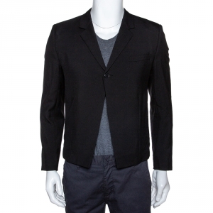 Saint Laurent Black Wool Chain Trim Blazer XL