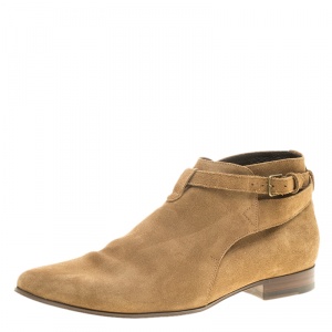 Saint Laurent Paris Beige Suede Jodhpur Chelsea Boots Size 42