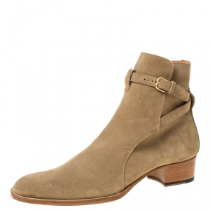 Saint Laurent Paris Beige Blake Jodhpur Ankle Boots Size 43
