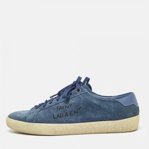 Saint Laurent Blue Suede Court Classic Sneakers Size 40