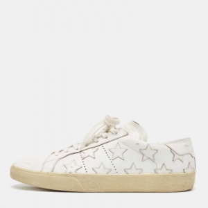 Saint Laurent White Leather Court Classic California Star Sneakers Size 43.5