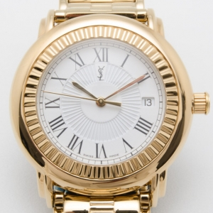 Yves Saint Laurent Full Gold Plated Herrenuhr Unisex Wristwatch