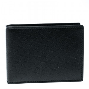 Salvatore Ferragamo Black Leather Logo Embossed Bifold Wallet