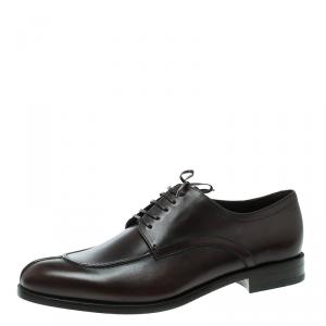Pre Owned Salvatore Ferragamo Brown Leather Gustav Lace Up Derby Size 44.5