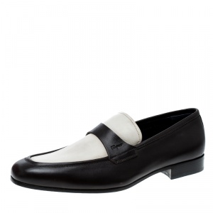 Pre Owned Salvatore Ferragamo Two Tone Leather Rovigo Loafers Size 45.5