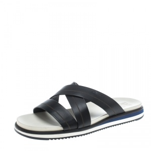 Salvatore Ferragamo Black Leather Lao Sandals Size 43