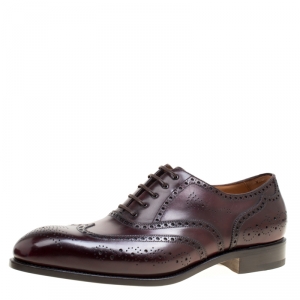 Salvatore Ferragamo Special Edition Wine Brogue Leather Trieste Oxfords Size 44