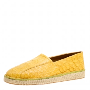 Pre Owned Salvatore Ferragamo Yellow Crocodile Leather Lampedusa Espadrilles Size 43.5