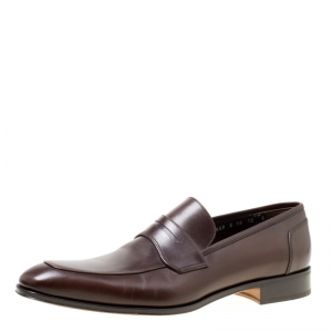 Pre Owned Salvatore Ferragamo Brown Leather Rocco Loafers Size 46