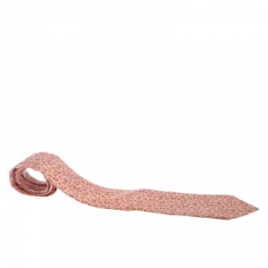 Pre Owned Salvatore Ferragamo Pink Floral Print Silk Tie