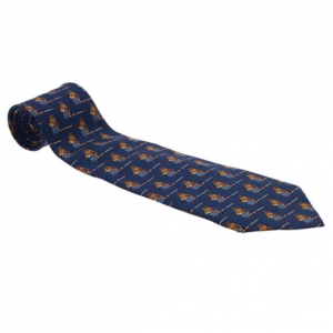 Pre Owned Salvatore Ferragamo Blue Silk Archival Horse Tie
