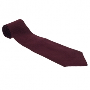 Pre Owned Salvatore Ferragamo Burgundy Gancini Print Silk Tie