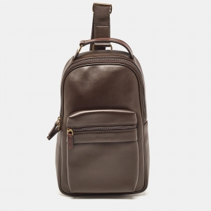 Salvatore Ferragamo Cafe Brown Leather Sling Backpack