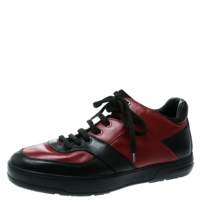 Salvatore Ferragamo Red/Black Leather Lace Up Sneakers Size 42.5