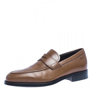 مملوكة مسبقًا Salvatore Ferragamo Tan Leather Penny Loafers Size 40.5