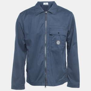 Stone Island Navy Blue Cotton Zip Front Jacket L