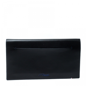 S.T. Dupont Black/Blue Leather Line D Slim Organizer
