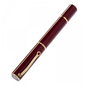 S.T. Dupont Red Lacquer Yellow Gold Plated Rollerball Pen