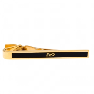 S.T. Dupont Black Enamel Gold Plated Tie Bar