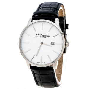 S.T. Dupont White Stainless Steel Men's Wristwatch 39 mm
