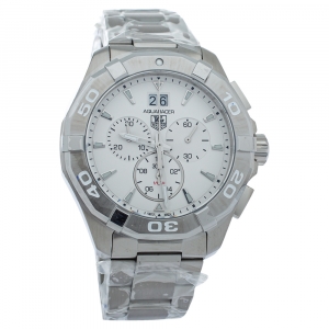Tag Heuer White Stainless Steel Aquaracer CAY1111 Quartz Men's Wristwatch 43MM