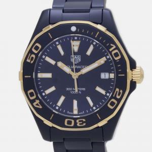 Tag Heuer Black Stainless Steel Aquaracer WAY1321.BH0743 Automatic Men's Wristwatch 35 mm