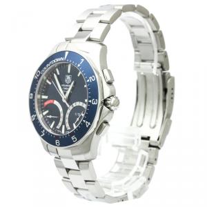 Pre Owned Tag Heuer Navy Blue Stainless Steel Aquaracer Calibre S Regatta Men's Wristwatch 42MM