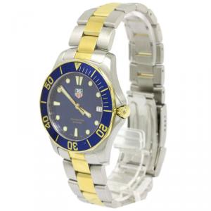 Pre Owned Tag Heuer Blue Gold Plated Stainless Steel Aquaracer Men's Wristwatch 39MM
