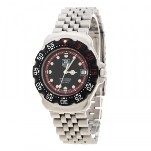 Pre Owned Tag Heuer Black Stainless Steel Formula ! WA1214 Unisex Wristwatch 35 mm