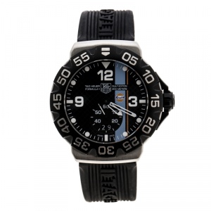 Tag Heuer Black Stainless Steel Formula 1 Grand Date Gulf Edition WAH1013 Men's Wristwatch 44 mm