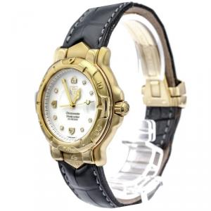 Pre Owned Tag Heuer White 18K Yellow Gold 6000 Series Men's Wristwatch 38MM