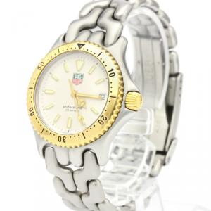 Pre Owned Tag Heuer Gray 18K Yellow Gold Plated Stainless Steel Sel Professional 200M S95.813 Men's Wristwatch 34 MM
