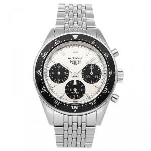 Pre Owned Tag Heuer Black/White Stainless Steel Heuer Heritage "Jack Heauer Limited Edition" CBE2111.BA0687 Men's Wristwatch 42 MM