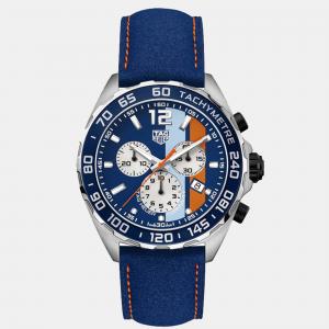 مملوكة مسبقًا TAG Heuer Blue Stainless Steel Formula Gulf 1 CAZ101N.FC8243 Quartz Chronograph Men's Wristwatch 43 mm