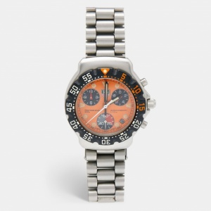 TAG Heuer Orange Stainless Steel Formula 1 Quartz Men's Wristwatch 38 mm