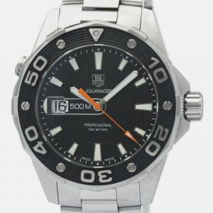 Tag Heuer Black Stainless Steel Aquaracer WAJ1110 Quartz Men's Wristwatch 43 mm