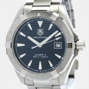 Tag Heuer Blue Stainless Steel Aquaracer WAY2112 Automatic Men's Wristwatch 41 mm