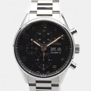 Tag Heuer Black Stainless Steel Carrera CV2A1AB Automatic Men's Wristwatch 43 mm